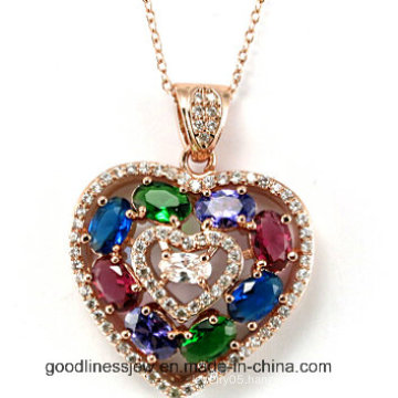 Sterling Silver CZ Pendant, Heart Shape Pendant Fashion Pendant Jewelry P4971